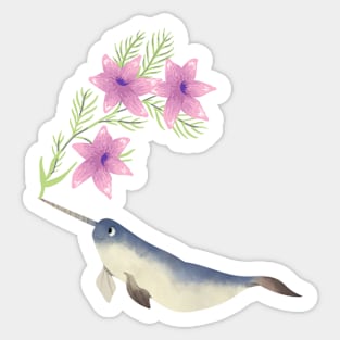 Narwhal Candy Pink Blossom Flowers Sticker